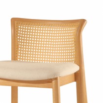 Banqueta Selle 02 - Encosto em Rattan Tingido,  Madeira Maciça Tauari - - Madeira Decor