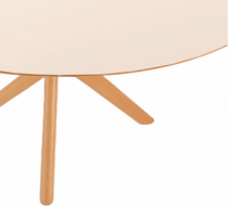 Mesa de Jantar Selle - Diâmetro de 1,50m - Tampo laqueado Off White com Vidro - Madeira Decor