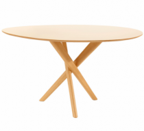 Mesa de Jantar Selle - Diâmetro de 1,50m - Tampo laqueado Off White com Vidro - Madeira Decor