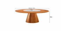 Mesa de Jantar Allure - 1,30m - Redonda Laminada em Madeira Maciça Tauari com Vidro Giratório - Rafana Movelaria - Madeira Decor