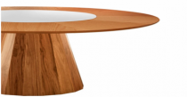 Mesa de Jantar Allure - 1,30m - Redonda Laminada em Madeira Maciça Tauari com Vidro Giratório - Rafana Movelaria - Madeira Decor