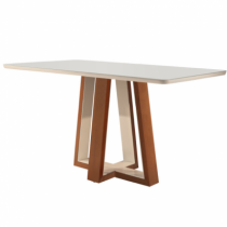 Mesa de Jantar Urca - 1,60x0,90 - Retangular com Tampo Laqueado em Vidro - Móveis Tradição - Madeira Decor