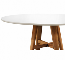 Mesa de Jantar Snow - 1,35 - Redonda com Tampo Laqueado em Vidro - Madeira Decor