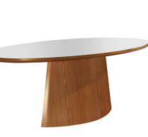 Mesa de Jantar Arezzo - 2,00x1,0 - Oval com Tampo Laqueado em Vidro - Móveis Tradição - Madeira Decor