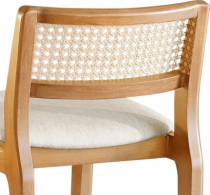 Banqueta Oslo com Encosto em Tela Rattan - Madeira Maciça Tauari - Rafana Movelaria - Madeira Decor